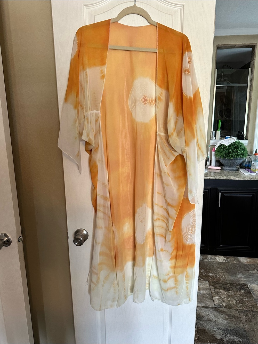 Orange tie dye kimono
